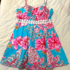 Lily Pulitzer spaghetti strap dress with flower cutout high waist